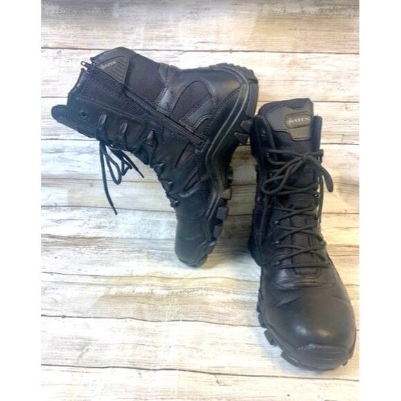 Bates Mens Black Leather Tactical Boots Size 8 Medium Width - Picture 2 of 12